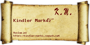 Kindler Markó névjegykártya
